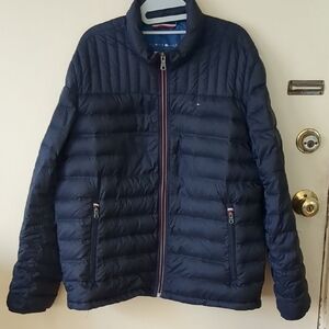 Tommy Hilfiger Blue  Duck Down Puffer Jacket with Quilted Design Size L